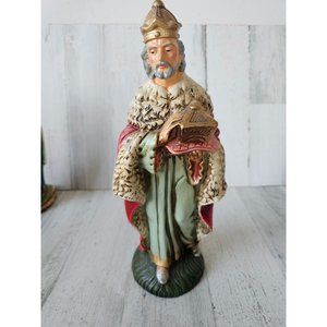 Vintage fontanini paper mache wiseman nativity village Xmas religious statue lar